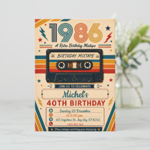 Mixtape Retro 40th Birthday Invitation