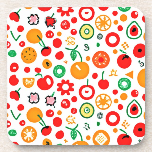 Mixtures of Fruit Patterns. Buy Now Beverage Coaster (Front)