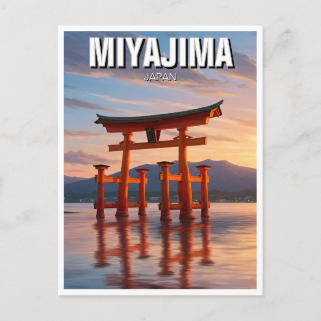 Miyajima Floating Torii Itsukushima Shrine Travel Postcard (Front)