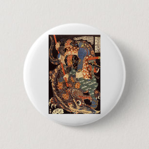 Miyamoto Musashi Ink Painting Button