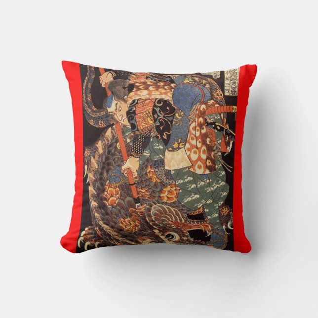 Miyamoto Musashi Painting c. 1800's Throw Pillow (Front)