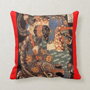 Miyamoto Musashi Painting c. 1800's Throw Pillow