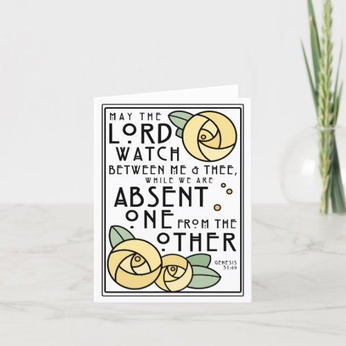 Mizpah  The Lord Watch Between Me and Thee  Rose Card