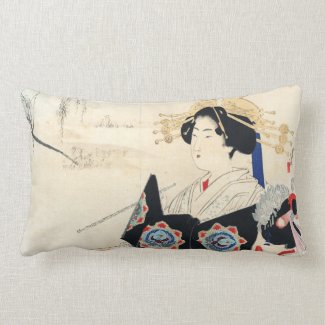 Mizuno Toshikata Courtesan and Maid oriental art Pillow