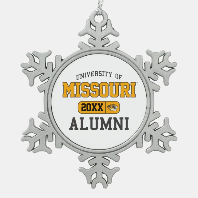 Mizzou Alumni Pride Snowflake Pewter Christmas Ornament (Front)
