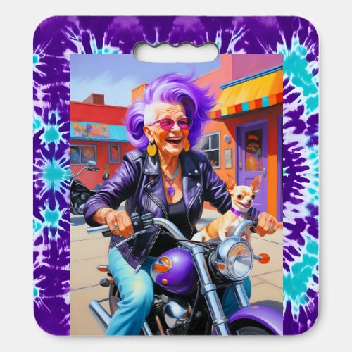 Mizzy Loves Chihuahuas and Motorcycles Seat Cushion