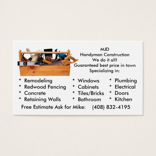 MJD image 2, MJDHandyman ConstructionWe do it a... Business Card