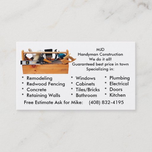 Customizable MJD image 2, MJDHandyman ConstructionWe do it a... Business Card