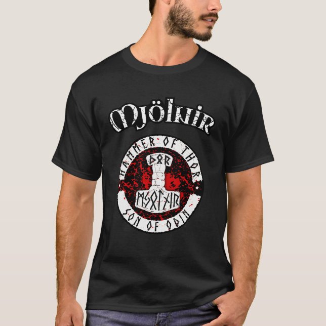 Mjolnir Hammer of Thor Son of Odin God of Thunder T-Shirt (Front)