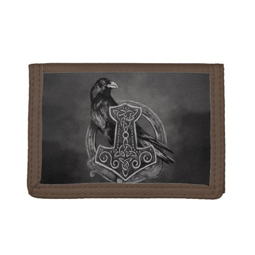 Mjolnir _ The hammer of Thor and raven Trifold Wallet