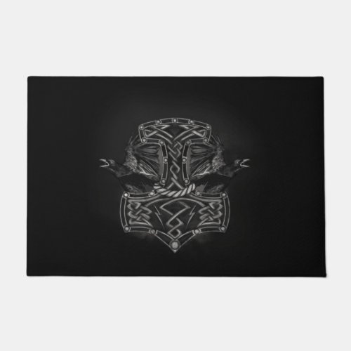Mjolnir _ The hammer of Thor and Ravens Doormat