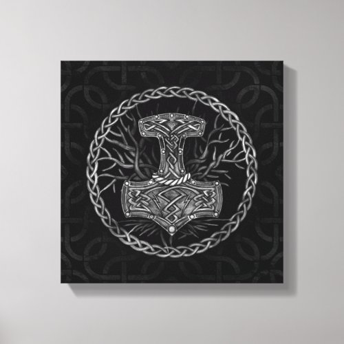 Mjolnir _ The hammer of Thor and Tree of life Canvas Print