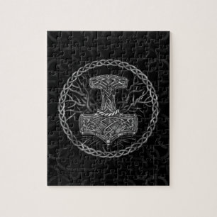 Mjolnir - The hammer of Thor and Tree of life Jigsaw Puzzle