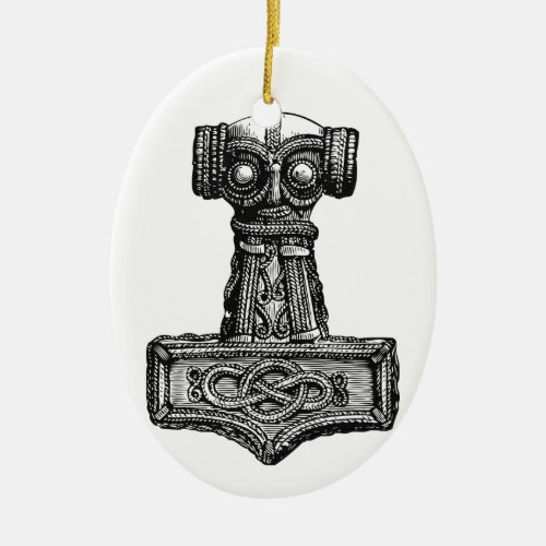 Mjolnir Thors Hammer Ceramic Ornament