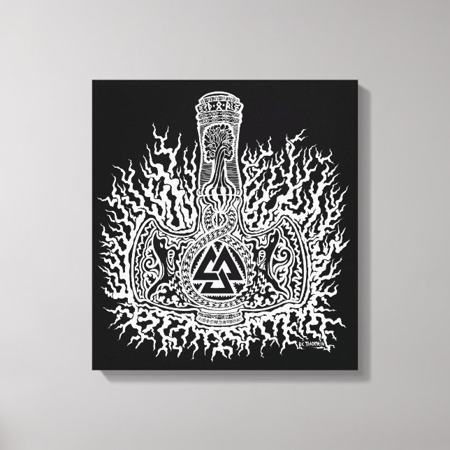 Mjolnir Valknut Canvas Print (Front)