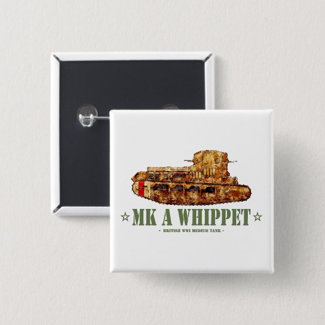 MK A Whippet World War One British Medium Tank WWI Button (Front & Back)