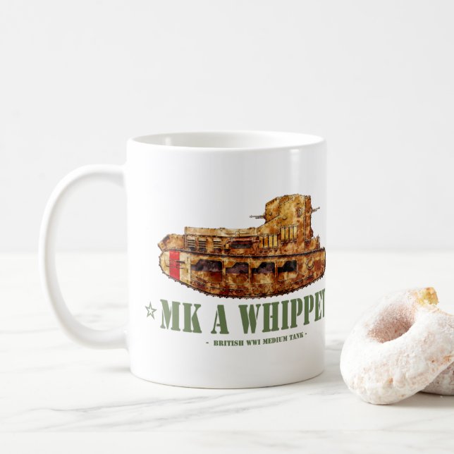 MK A Whippet World War One British Medium Tank WWI Coffee Mug (With Donut)