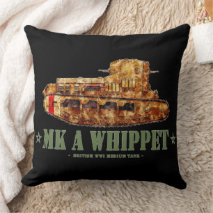 MK A Whippet World War One British Medium Tank WWI Throw Pillow