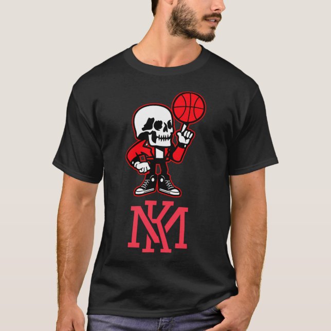 Mk Graffiti Skull Head Basketball Player T-Shirt (Front)