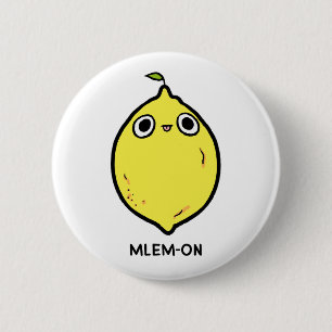  Mlem-on Funny Lemon Fruit Pun Button Pin