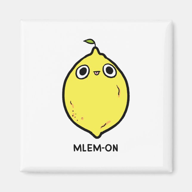  Mlem-on Funny Lemon Fruit Pun Magnet (Front)