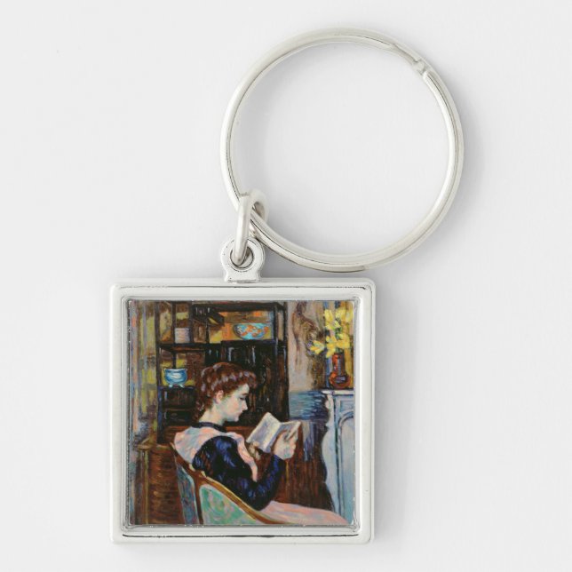 Mlle. Guillaumin reading, 1907 Keychain (Front)