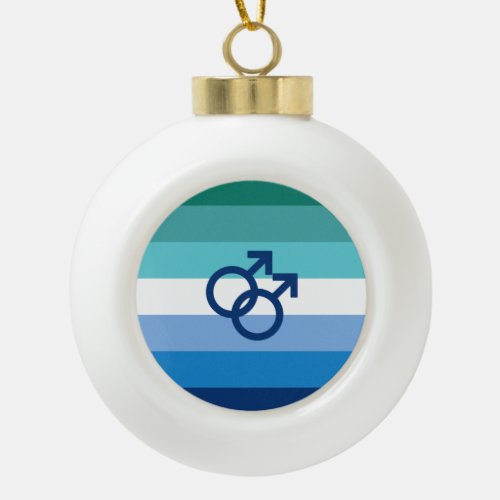 MLM Gay Male Pride Flag Ceramic Ball Christmas Ornament