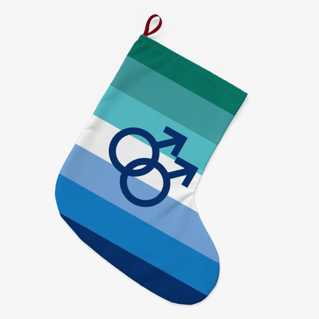 MLM Gay Male Pride Flag Large Christmas Stocking (Front (Hanging))