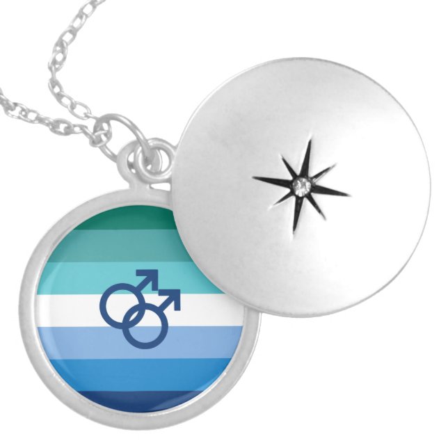 MLM Gay Male Pride Flag Locket Necklace (Front)