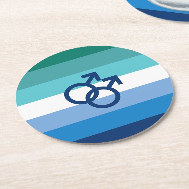 MLM Gay Male Pride Flag Round Paper Coaster (Angled)