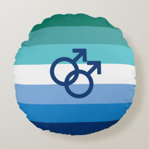 MLM Gay Male Pride Flag Round Pillow