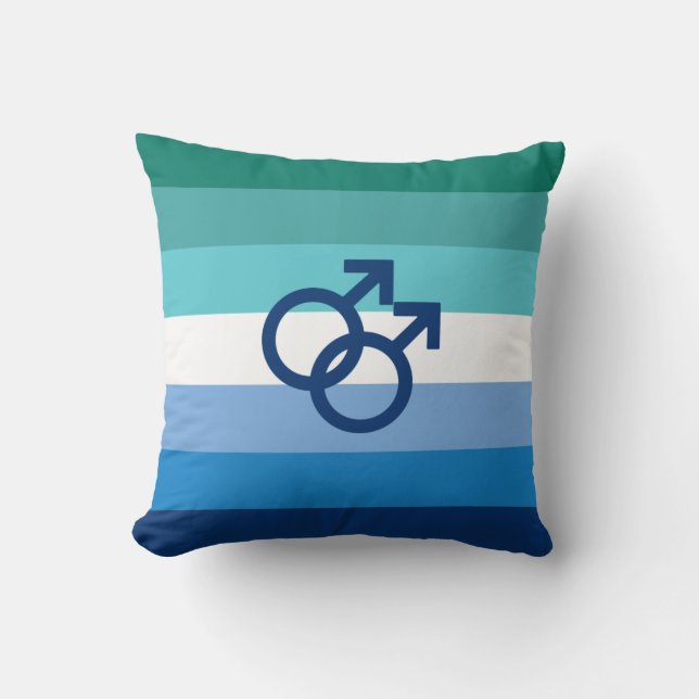 MLM Gay Male Pride Flag Throw Pillow (Front)