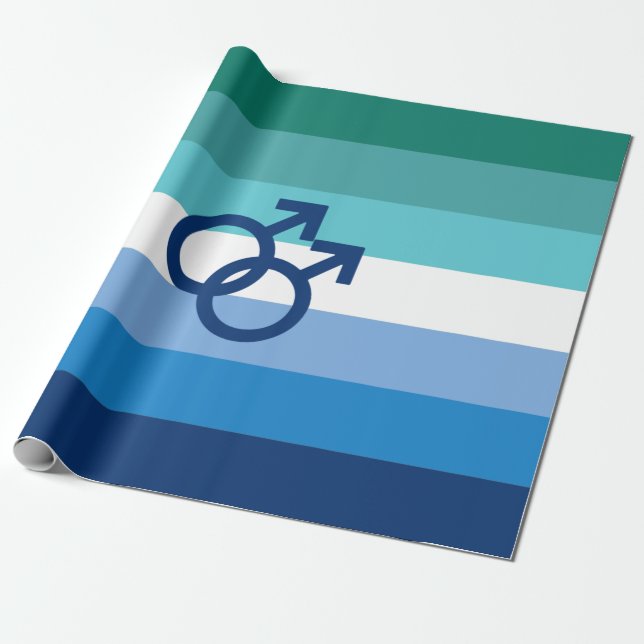 MLM Gay Male Pride Flag Wrapping Paper (Unrolled)
