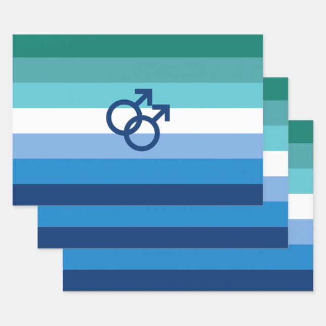MLM Gay Male Pride Flag Wrapping Paper Sheets (Set)