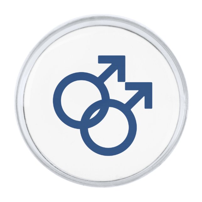 MLM Gay Men Gender Symbol Silver Finish Lapel Pin (Front)