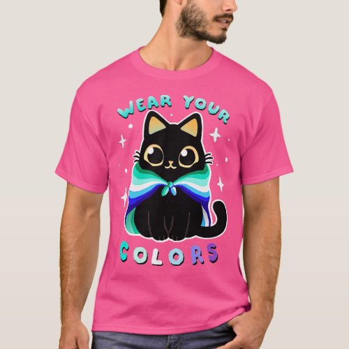 MLM LGBT Pride Cat Kawaii Rainbow gay Kitty Wear y T_Shirt