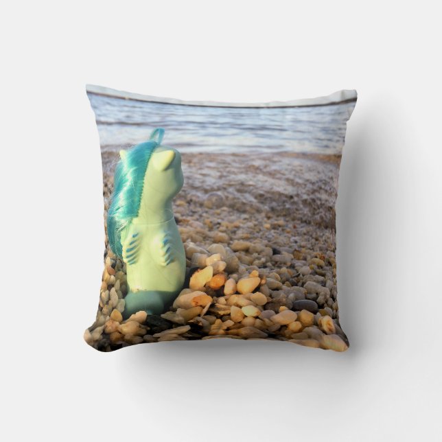 MLP Beachcomber Baby Sea Pony at the Beach Throw Pillow (Front)