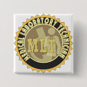 MLT BADGE MEDICAL LABORATORY TECHNICIAN PINBACK BUTTON