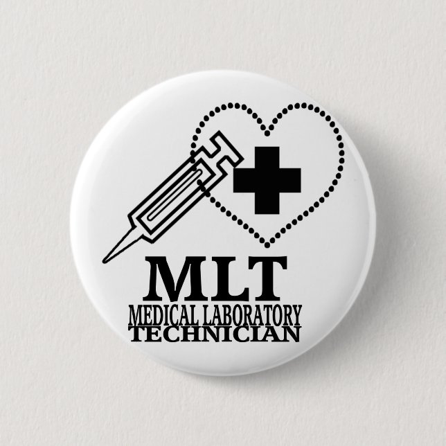 MLT HEART SYRINGE MEDICAL LAB TECH LOGO BUTTON (Front)