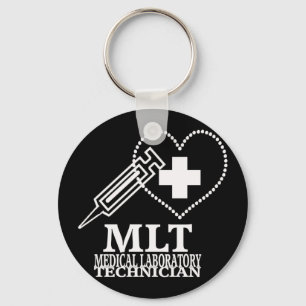MLT HEART SYRINGE MEDICAL LAB TECH LOGO KEYCHAIN