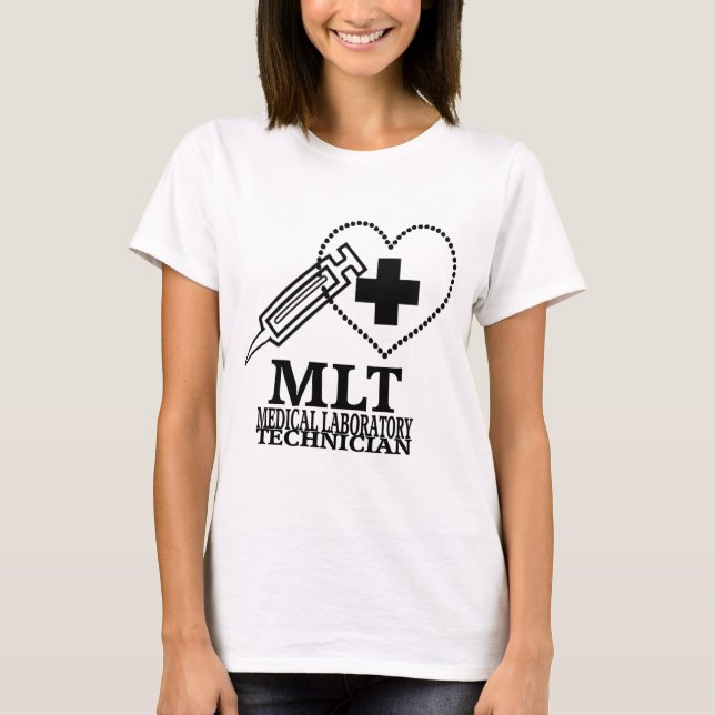 MLT HEART SYRINGE MEDICAL LAB TECH LOGO T-Shirt (Front)