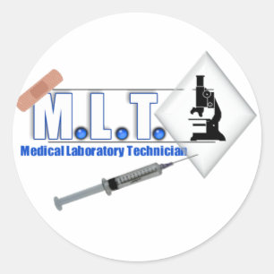 MLT LOGO W/ MICROSCOPE - MEDICAL LABORATORY TECH CLASSIC ROUND STICKER