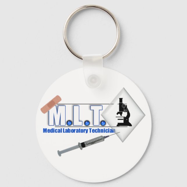MLT LOGO W/ MICROSCOPE - MEDICAL LABORATORY TECH KEYCHAIN (Front)