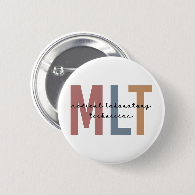 MLT Medical Laboratory Technician Medical Lab Tech Button (Front & Back)