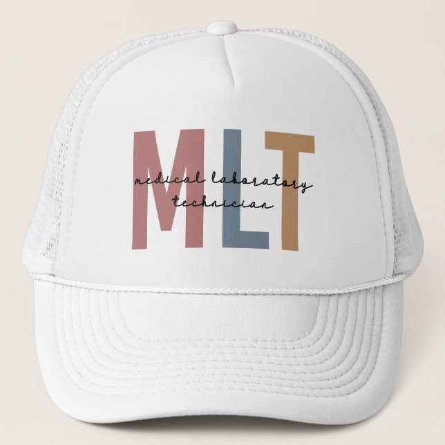 MLT Medical Laboratory Technician Medical Lab Tech Trucker Hat (Front)