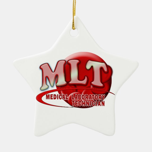MLT RBC MEDICAL LABORATORY TECH BLOOD CELLS LOGO CERAMIC ORNAMENT (Front)