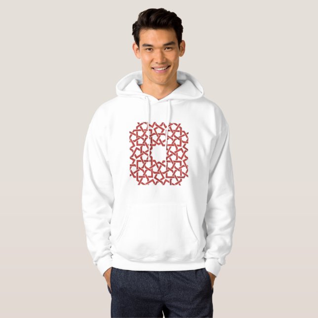 MLUK Red Mosaic Moroccan Hooded Sweat Hoodie (Front Full)