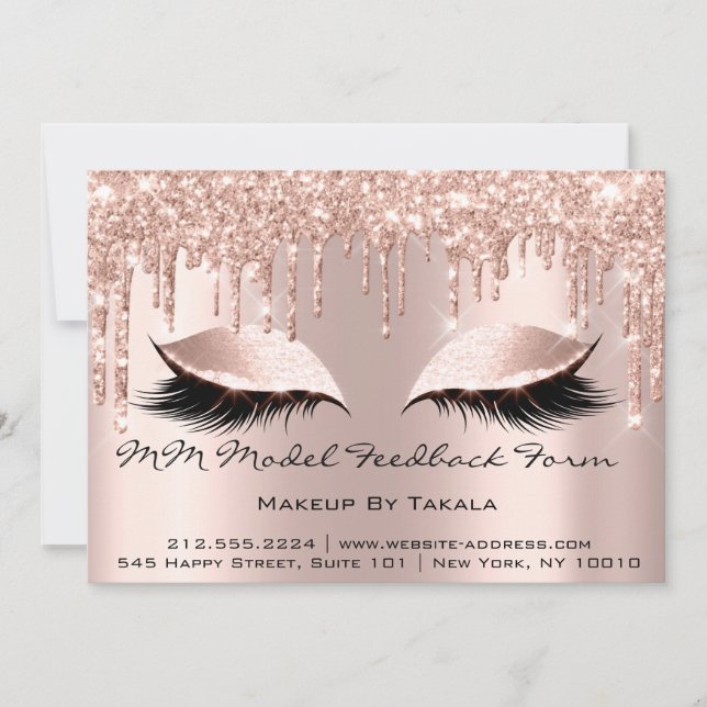 MM Model Feedback Form Makeup Rose Esthetician Invitation (Front)