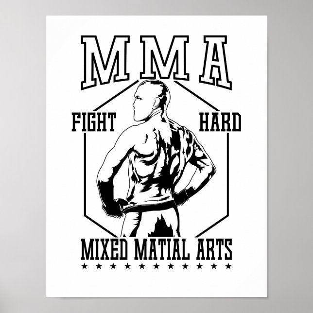 MMA "Fight Hard" Kämpfer Poster (Front)