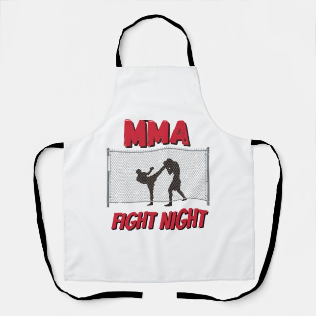 MMA Fight Night text and Silhouette of Two Fighter Apron (Front)